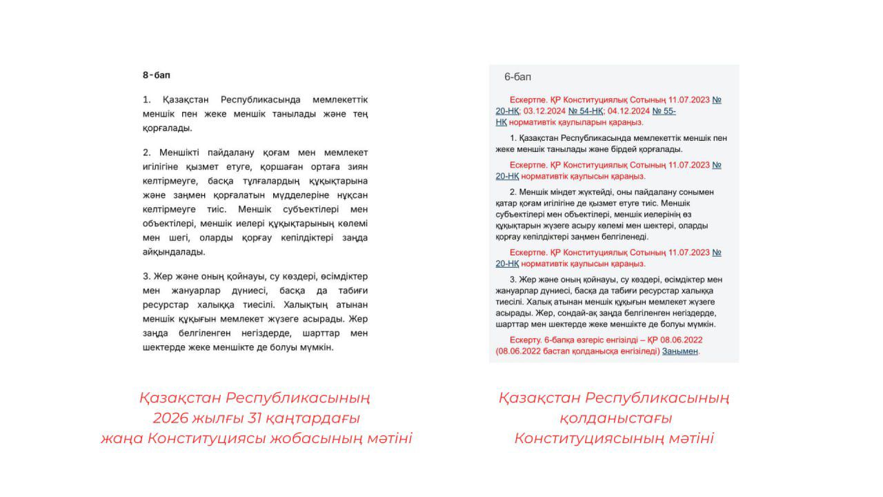 Жаңа Конституция жобасы: шетелдіктерге жер сатуға тыйым сақталады